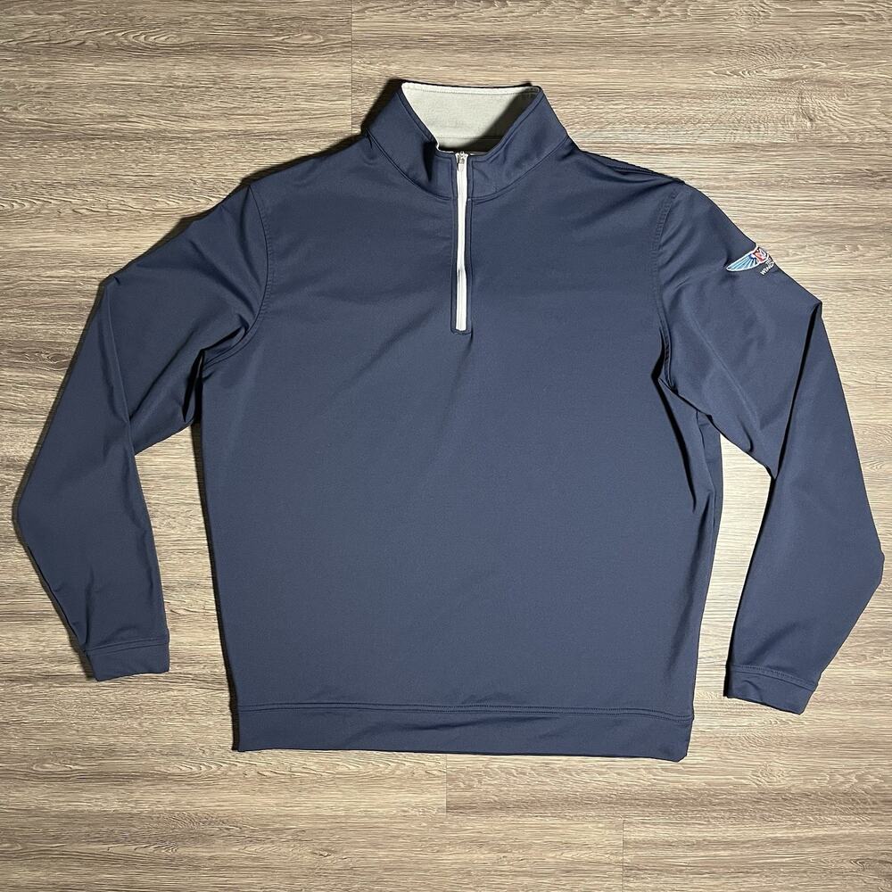 Peter Millar Perth Quarter Zip Men's L Navy The Wingman Embroidered Golf EUC
